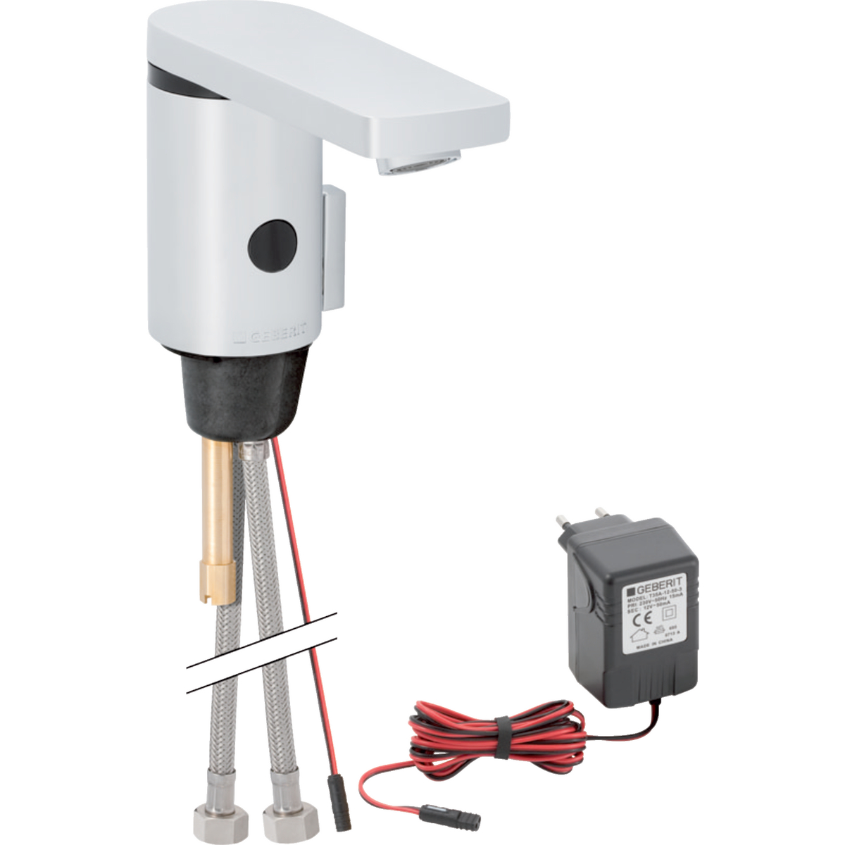 Geberit washbasin tap type 186 touchless sensor tap with mixer lever, mains powered gloss chrome