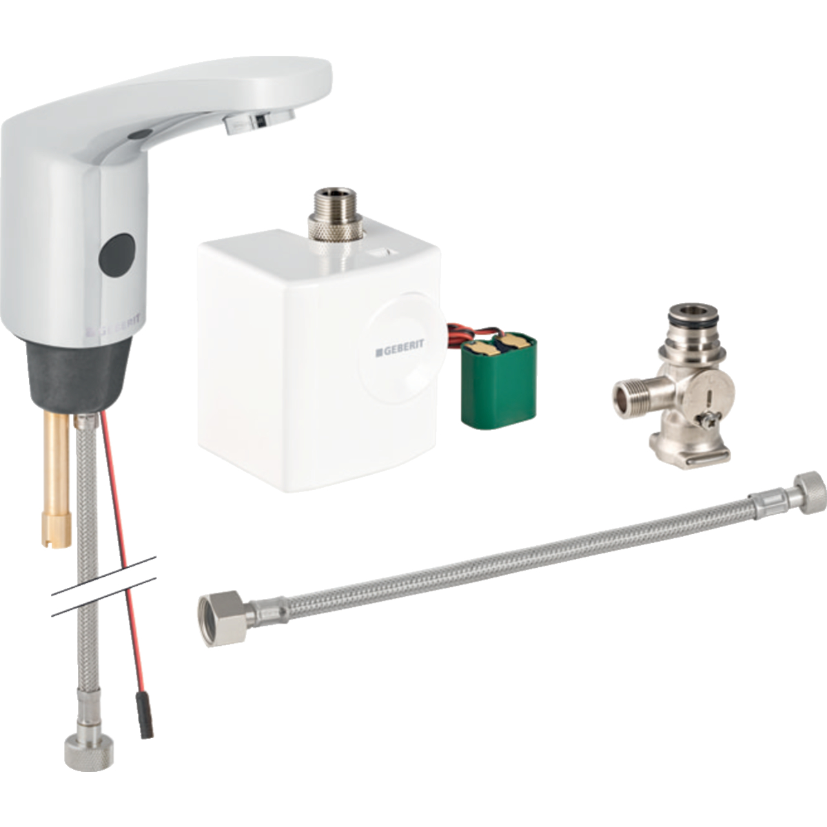 Geberit Type 185 washbasin tap, generator operation: chrome / Glossy, Mixer=with below-desk mixer
