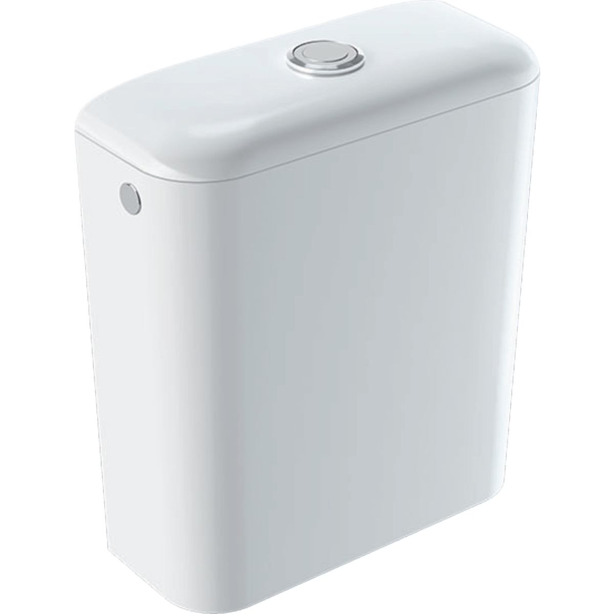 Geberit iCon exposed cistern, close-coupled, dual flush, lateral or bottom water supply connection: white