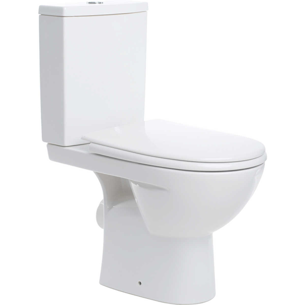 Koło Status floor-standing WC set with close-coupled exposed cistern, washdown, inclined outlet, semi-shrouded, with WC seat