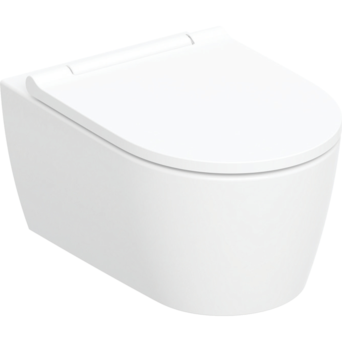 Geberit ONE wall-hung WC set, washdown, shrouded, TurboFlush, with WC seat: WC ceramic appliance: white matt, Design cover: gloss chrome-plated, Design cover: white