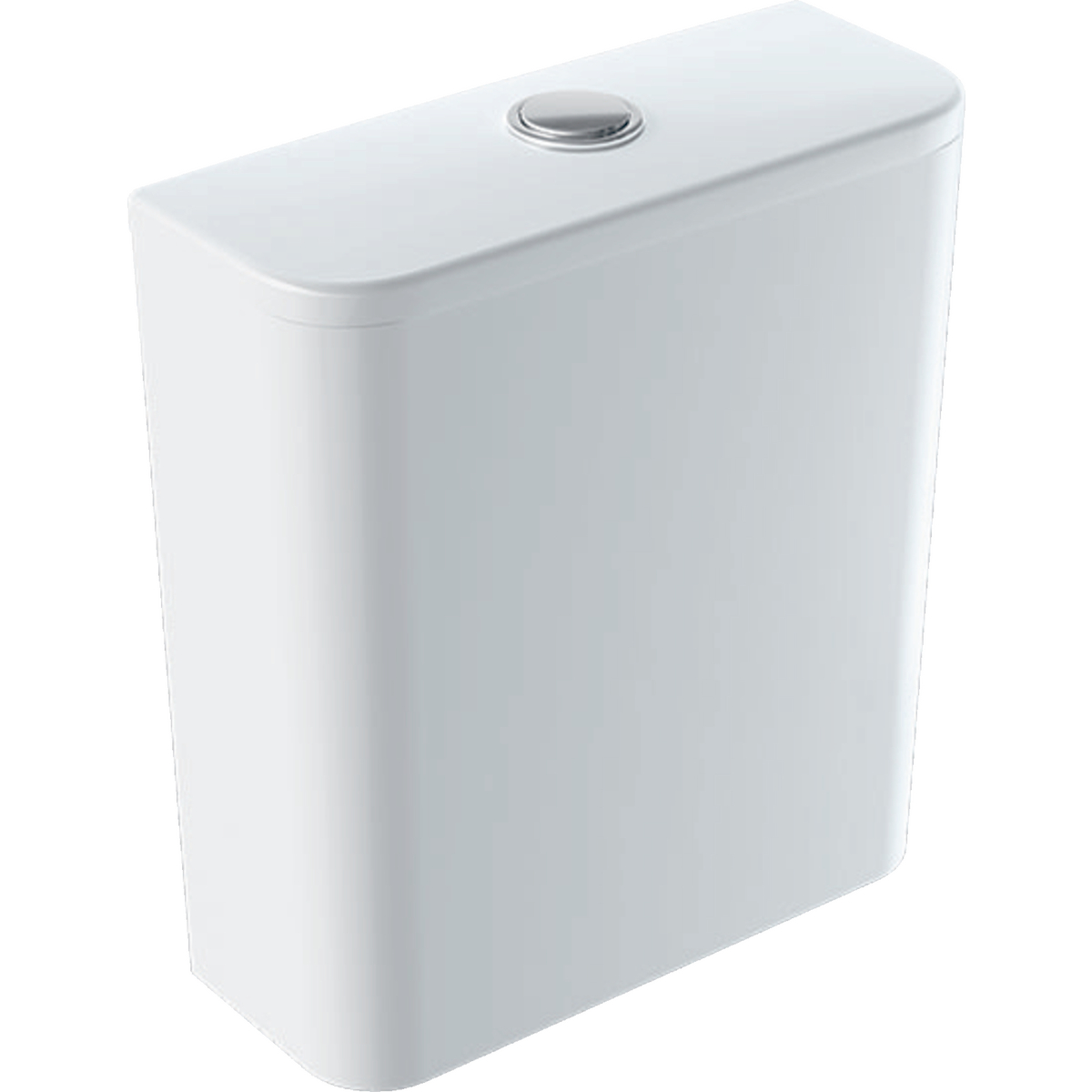 Geberit Smyle Square exposed cistern, close-coupled, dual flush, bottom water supply connection: white