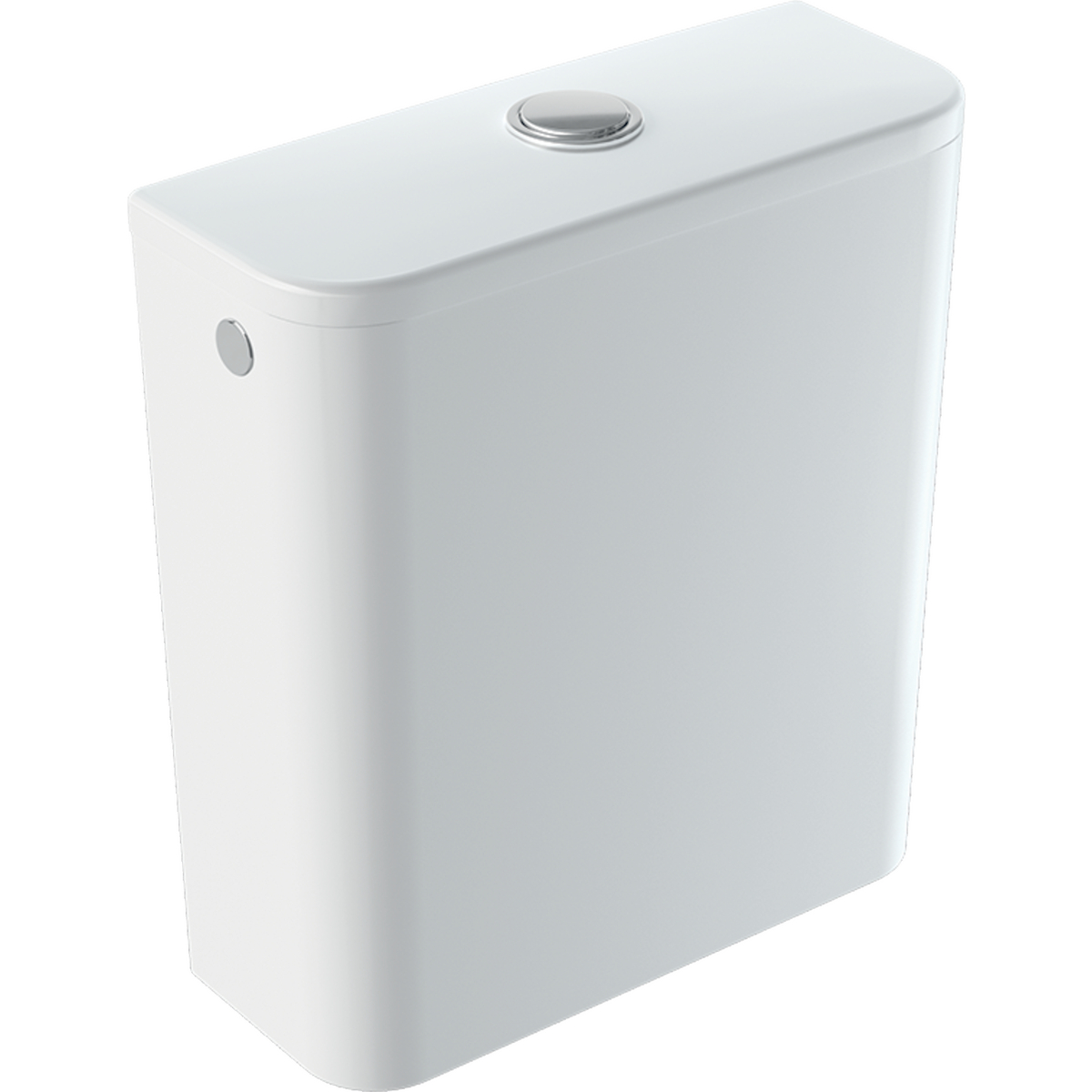 Geberit Smyle Square exposed cistern, close-coupled, dual flush, lateral water supply connection: white