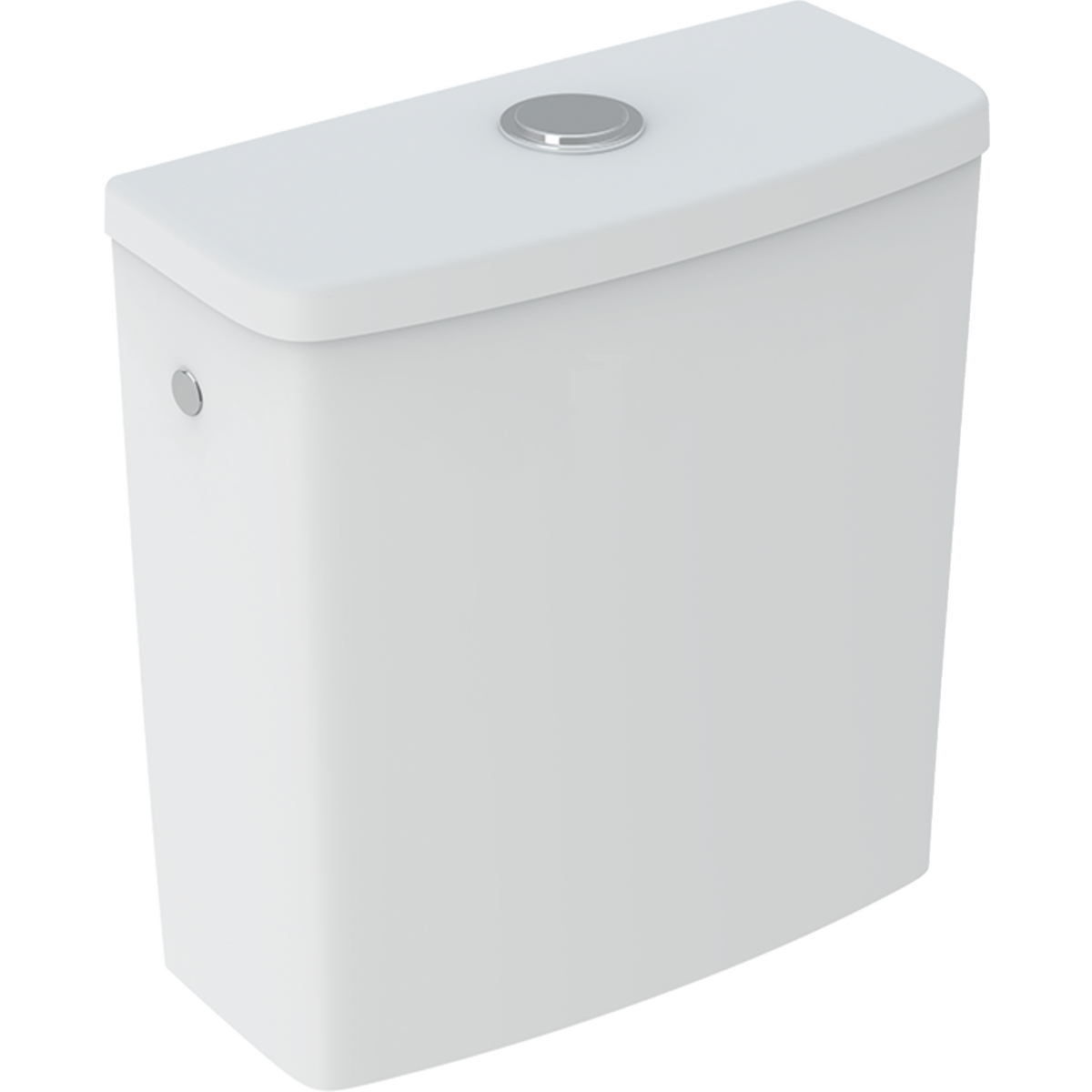 Geberit Selnova Square exposed cistern, close-coupled, dual flush, lateral water supply connection: white