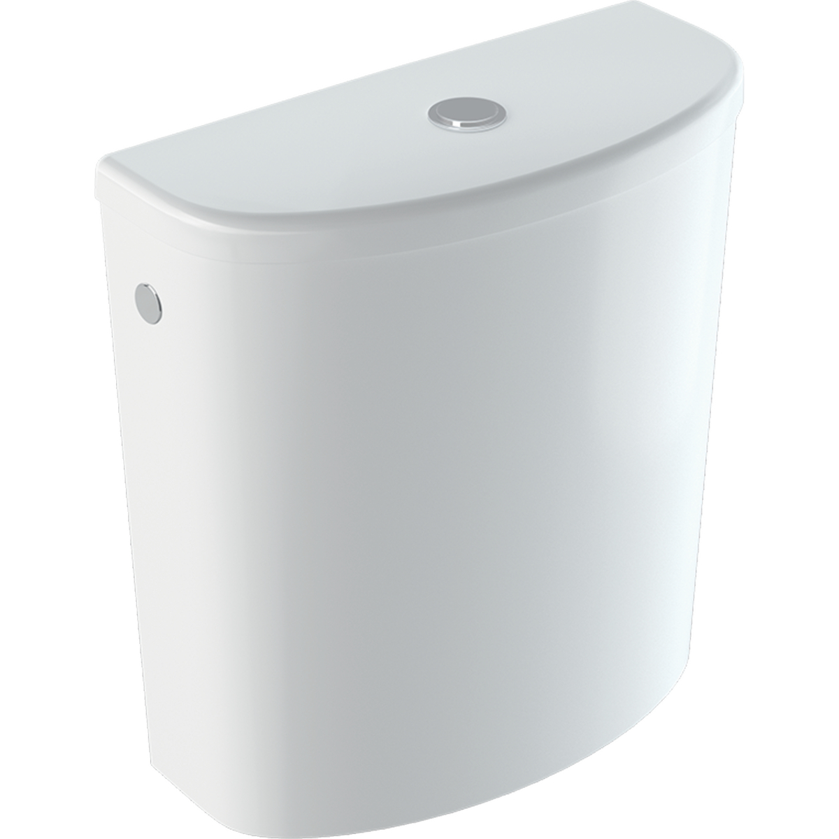 Geberit Selnova exposed cistern, close-coupled, dual flush, lateral water supply connection: white