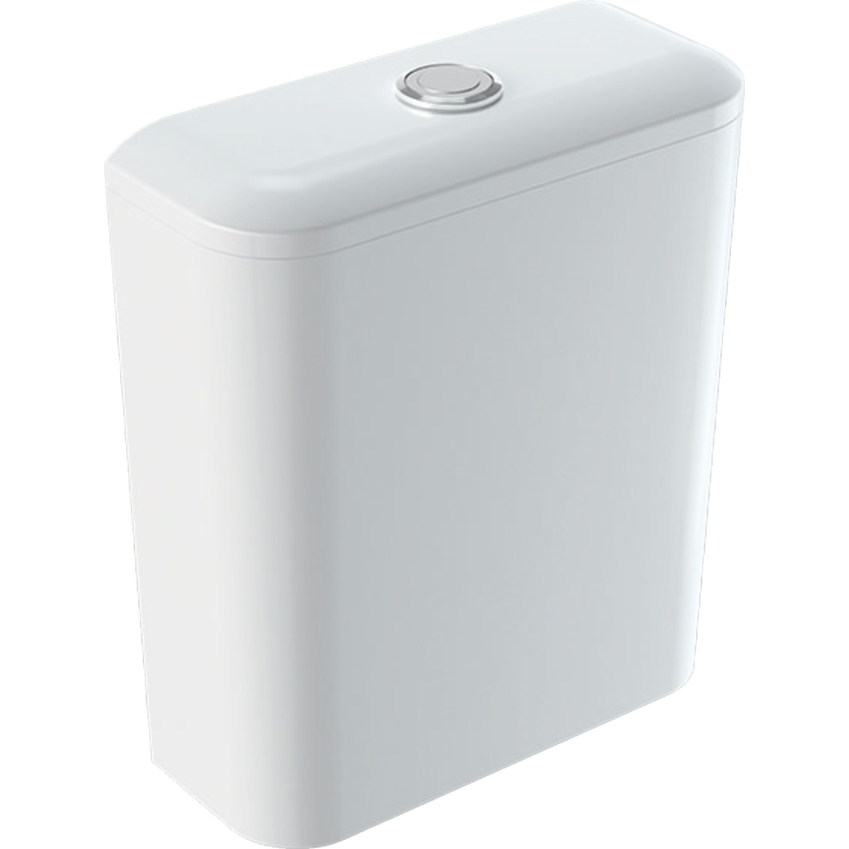 Geberit iCon Square exposed cistern, close-coupled, dual flush, bottom water supply connection: white