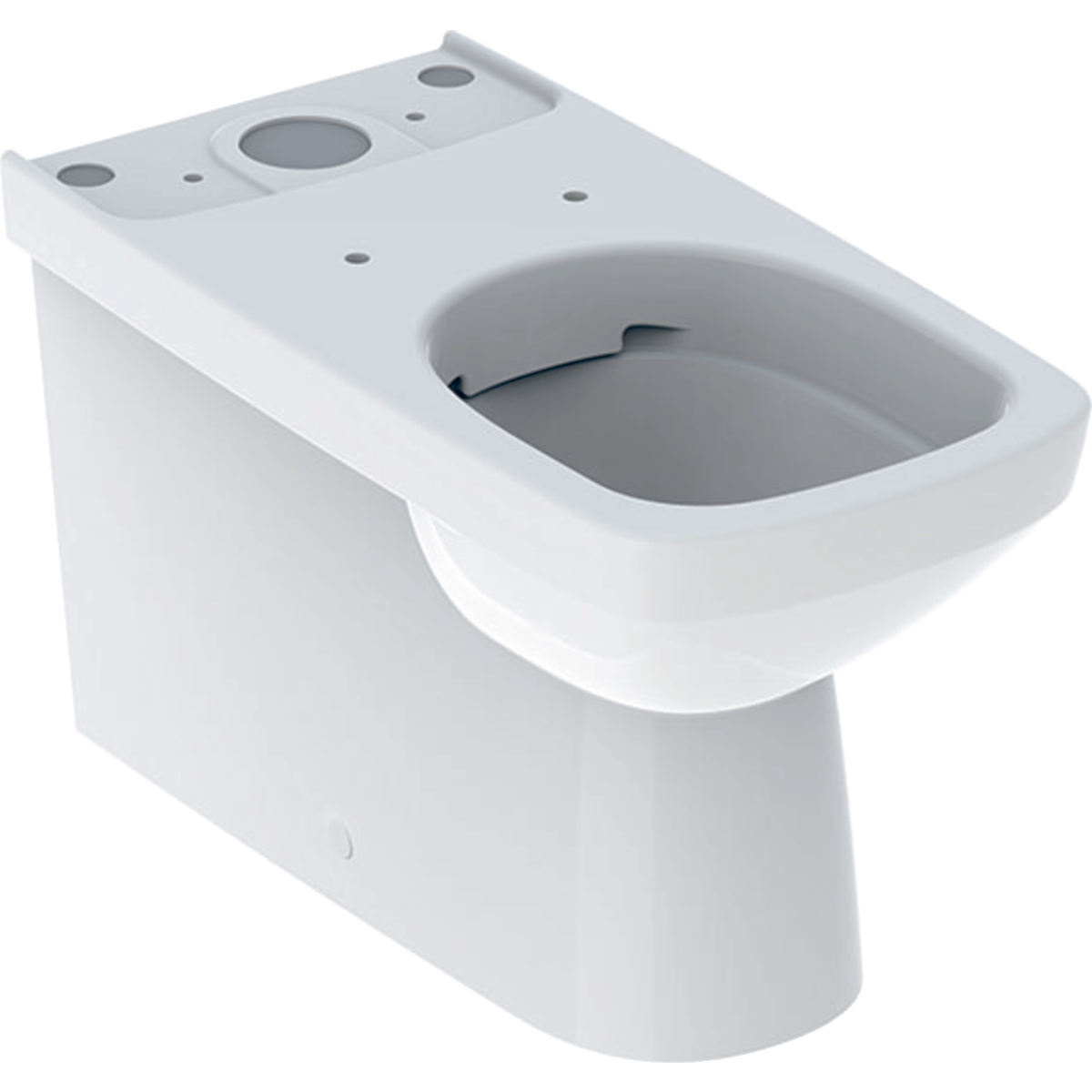 Geberit Selnova Square floor-standing WC for close-coupled exposed cistern, square, washdown, back-to-wall, horizontal or vertical outlet, semi-shrouded, Rimfree: T=68cm