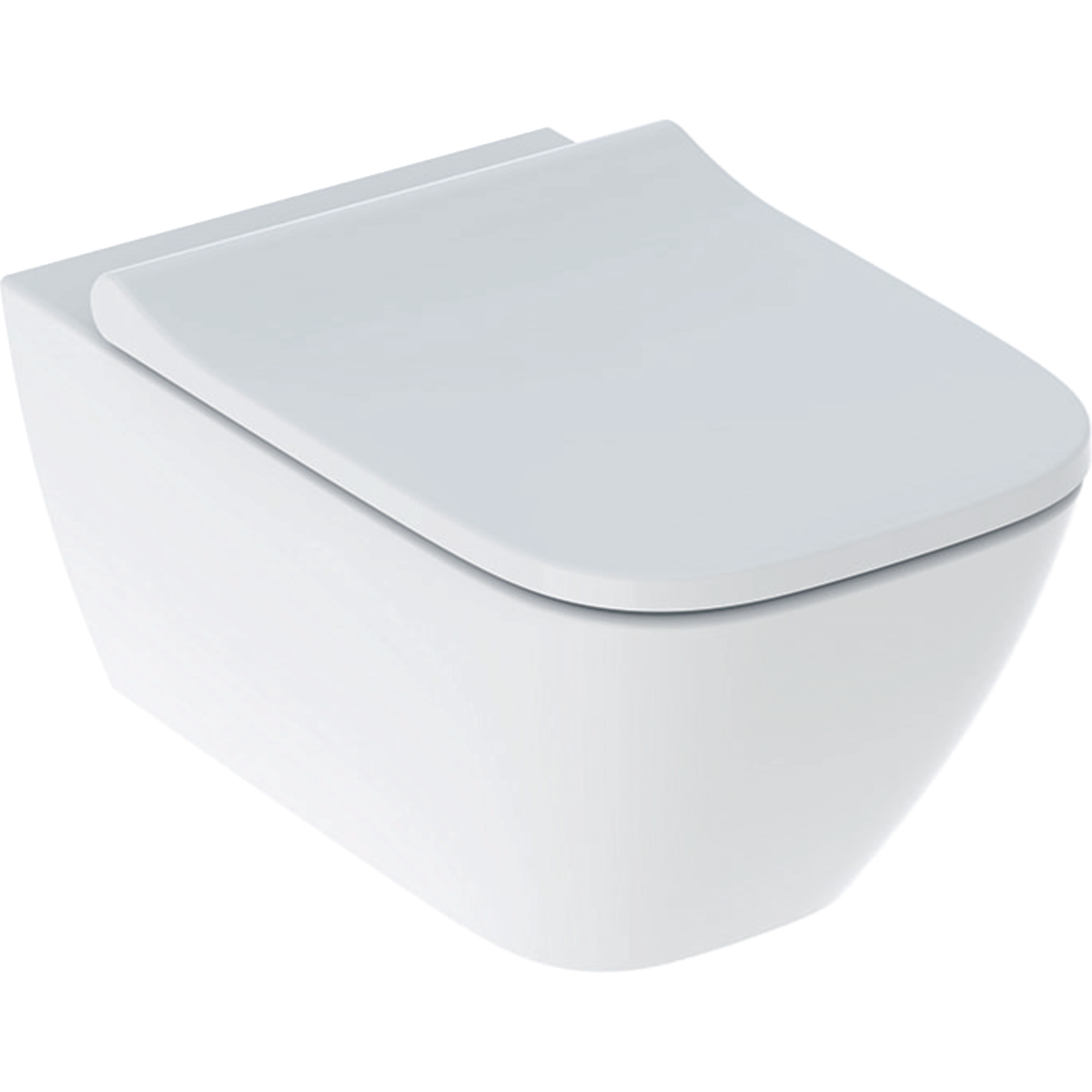 Geberit Smyle set of wall-hung WC, square, washdown, shrouded, Rimfree, with WC seat, overlapping lid: white