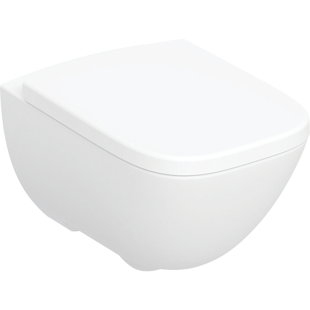 Geberit Selnova Square set of wall-hung WC, Premium, square, washdown, shrouded, Rimfree, with WC seat: T=52cm, white
