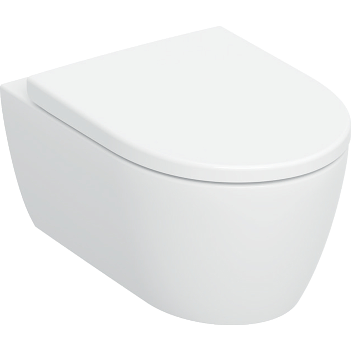 Geberit iCon wall-hung WC set, washdown, shrouded, TurboFlush, with WC seat: T=53cm, Soft-closing mechanism=yes, Quick-release hinges=Yes, lockable, Fastening=from above, white / KeraTect