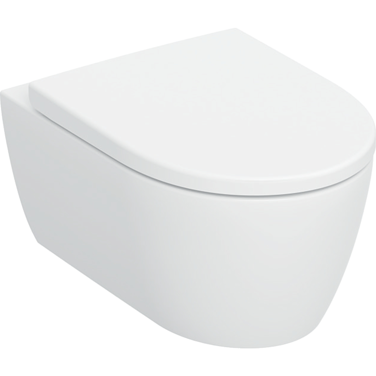 Geberit iCon set of wall-hung WC, washdown, shrouded, TurboFlush, with WC seat: T=53cm, Soft-closing mechanism=yes, Quick-release hinges=Yes, lockable, Fastening=from above, white / matt