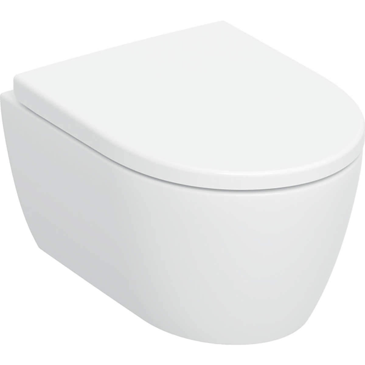 Geberit iCon wall-hung WC set, washdown, small projection, shrouded, TurboFlush, with WC seat: T=49cm, Soft-closing mechanism=yes, Quick-release hinges=Yes, lockable, Fastening=from above, white / KeraTect