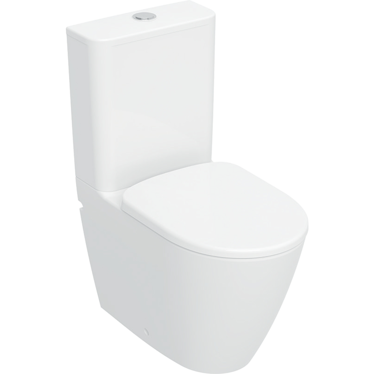 Geberit Smyle set of floor-standing WC with close-coupled exposed cistern, washdown, back-to-wall, Rimfree, with WC seat: T=63.5cm, white