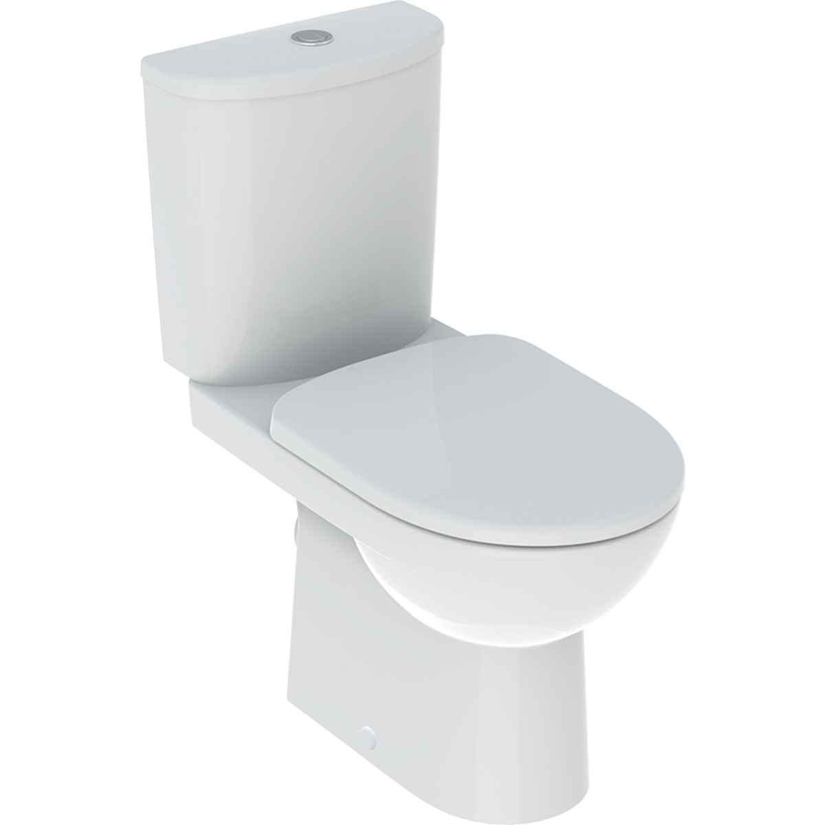 Geberit Selnova set floor-standing WC set with close-coupled exposed cistern, horizontal outlet, semi-shrouded, with WC seat: white