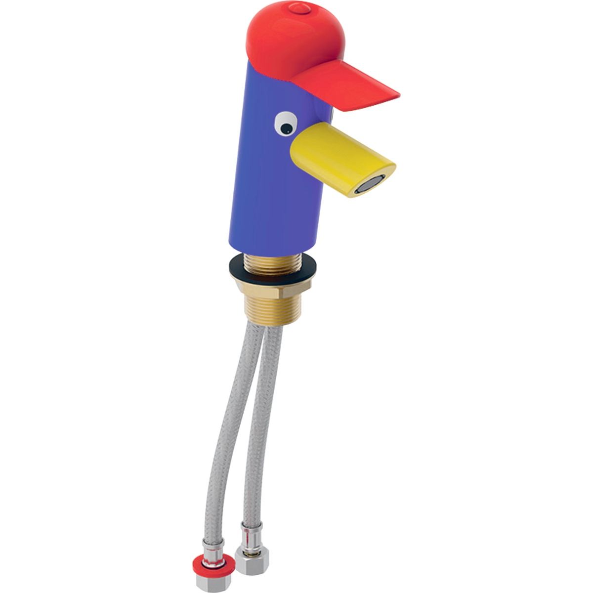 Geberit Bambini washbasin tap, single-lever mixer, multicolour: Mixer=with mixer, Body: ultramarine blue / Powder-coated, Hat: carmine red, Spout: rapeseed yellow / Powder-coated