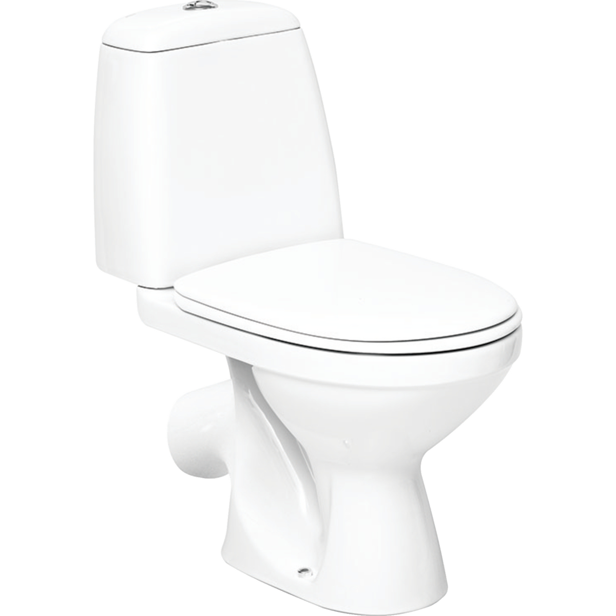 Koło Solo set of floor-standing WC with close-coupled exposed cistern, washdown, inclined outlet, with WC seat made of PP