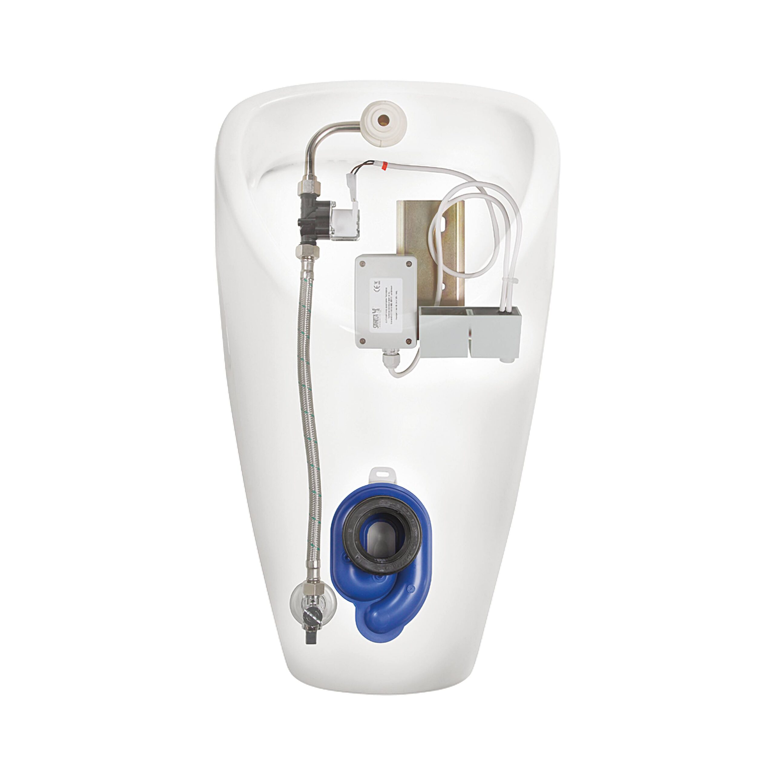 Siphonic urinal GOLEM Antivandal with an inner water supply and radar sensor, integraded power supply 230V AC, Antibak; siphon (0,5-4 l), connectors and fixing kit included