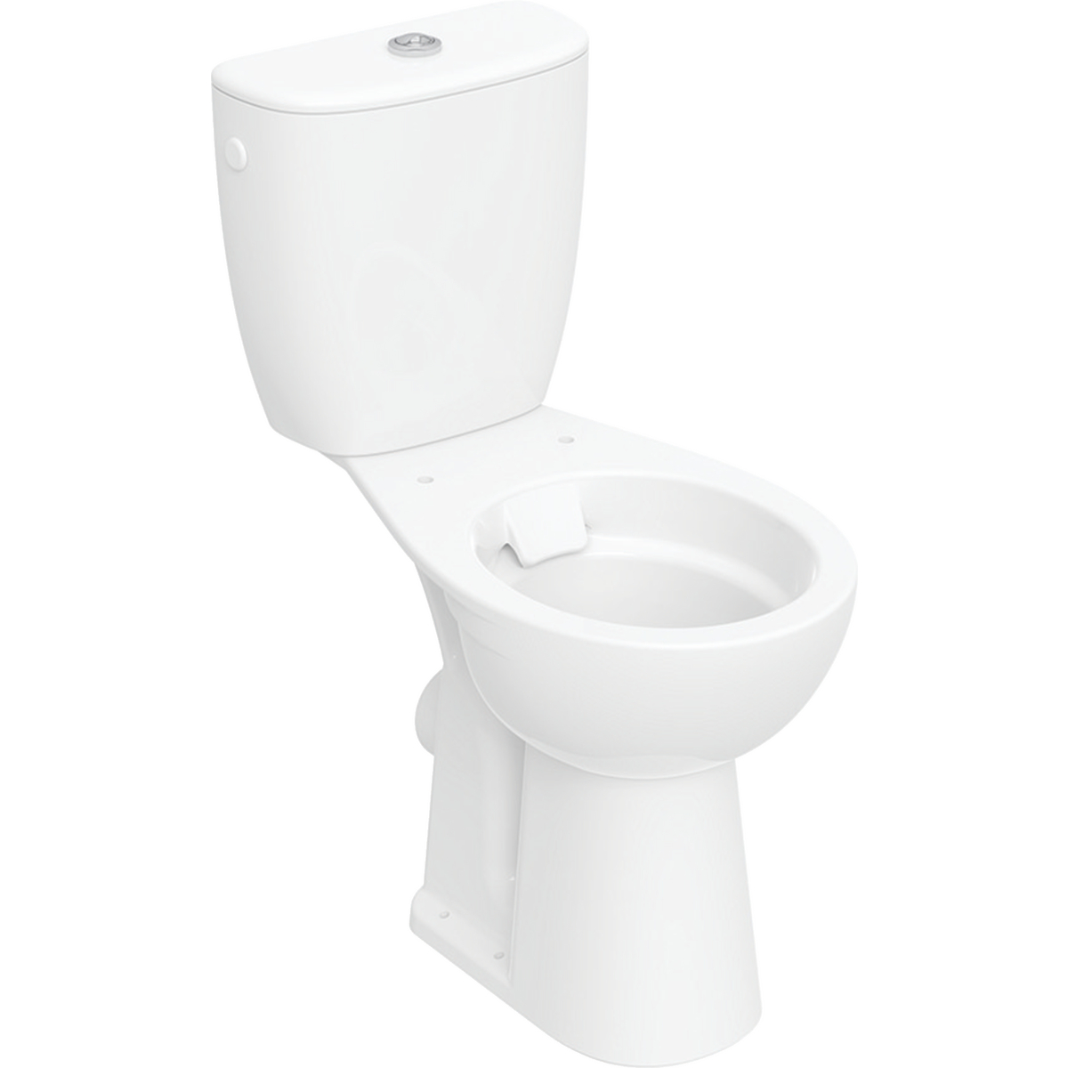 Koło Rekord floor-standing WC with close-coupled exposed cistern, washdown, horizontal outlet, raised, Rimfree
