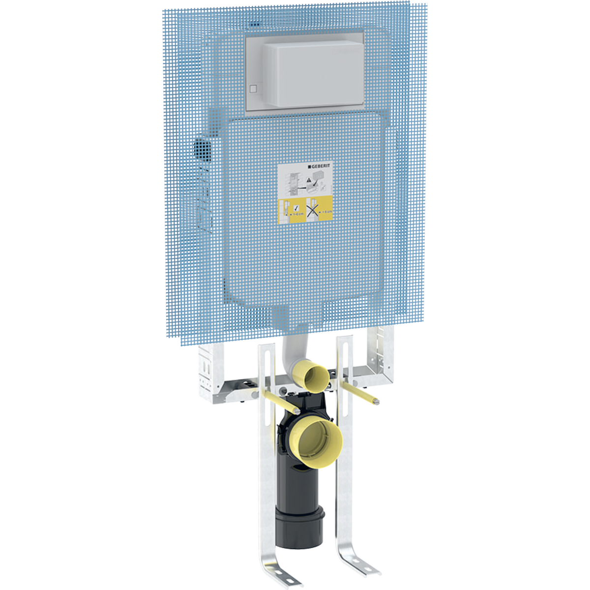 Geberit KombifixBasic element for wall-hung WC, 108 cm, with Delta concealed cistern 12 cm