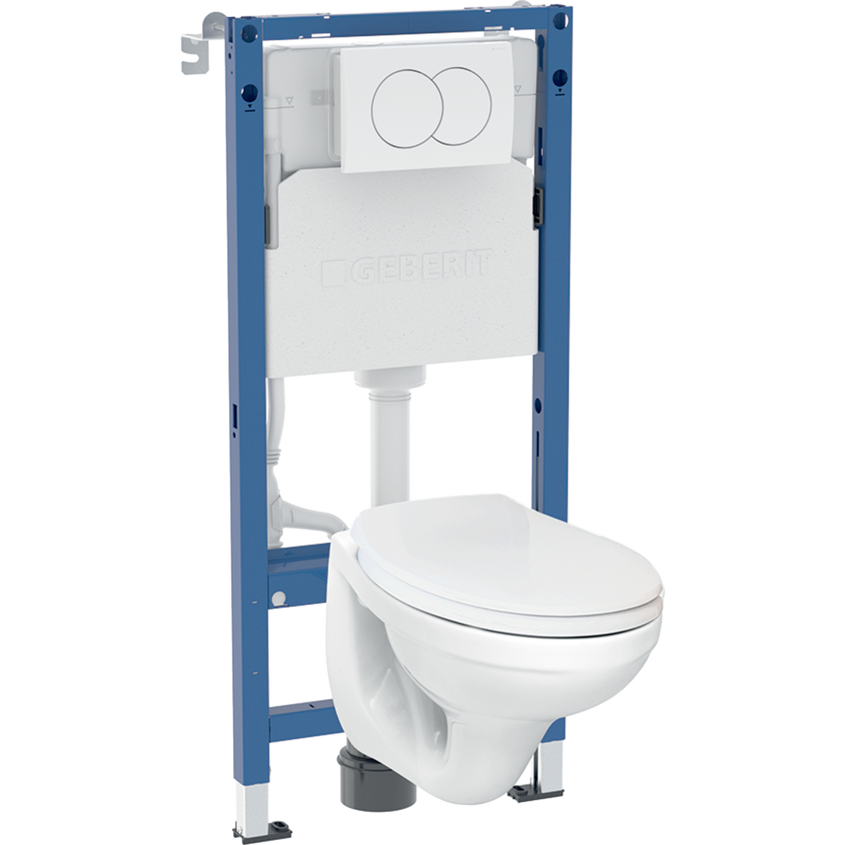 Geberit Duofix set of element for wall-hung WC, 112 cm, with Delta concealed cistern 12 cm, freestanding, reinforced, Delta20 actuator plate, round, G-700 TurboFlush wall-hung WC