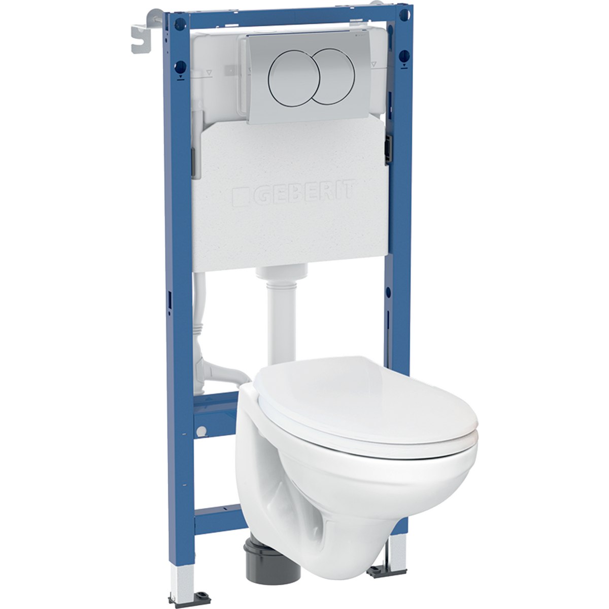 Geberit Duofix PRO 20 set of element for wall-hung WC, 112 cm, with Delta concealed cistern 12 cm, Delta01 actuator plate, and Idol wall-hung WC