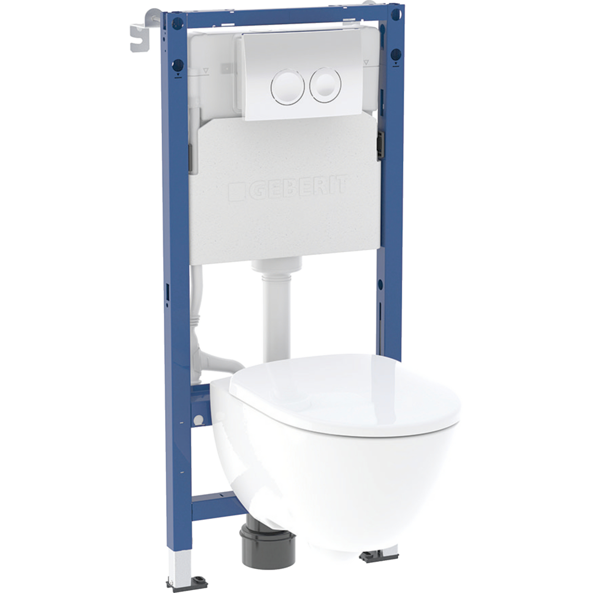 Geberit set of element for wall-hung WC, 112 cm, with Delta concealed cistern 12 cm, Delta50 actuator plate, square, Modo wall-hung WC, Rimfree