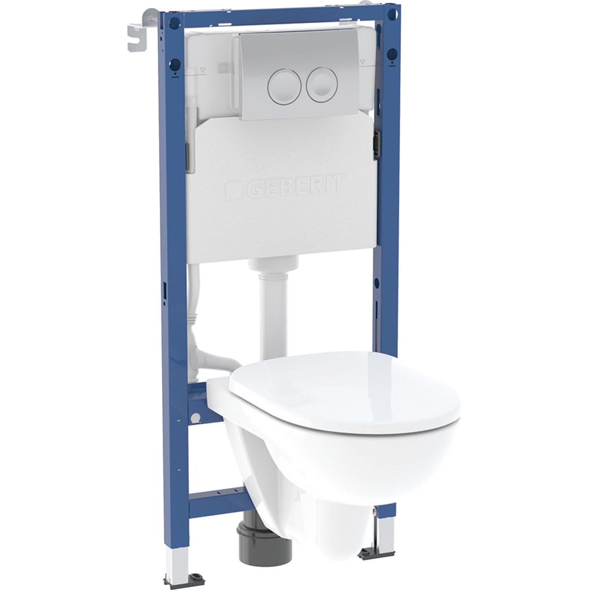 Geberit set of element for wall-hung WC, 112 cm, with Delta concealed cistern 12 cm, Delta25 actuator plate, round, Modo wall-hung WC, Rimfree