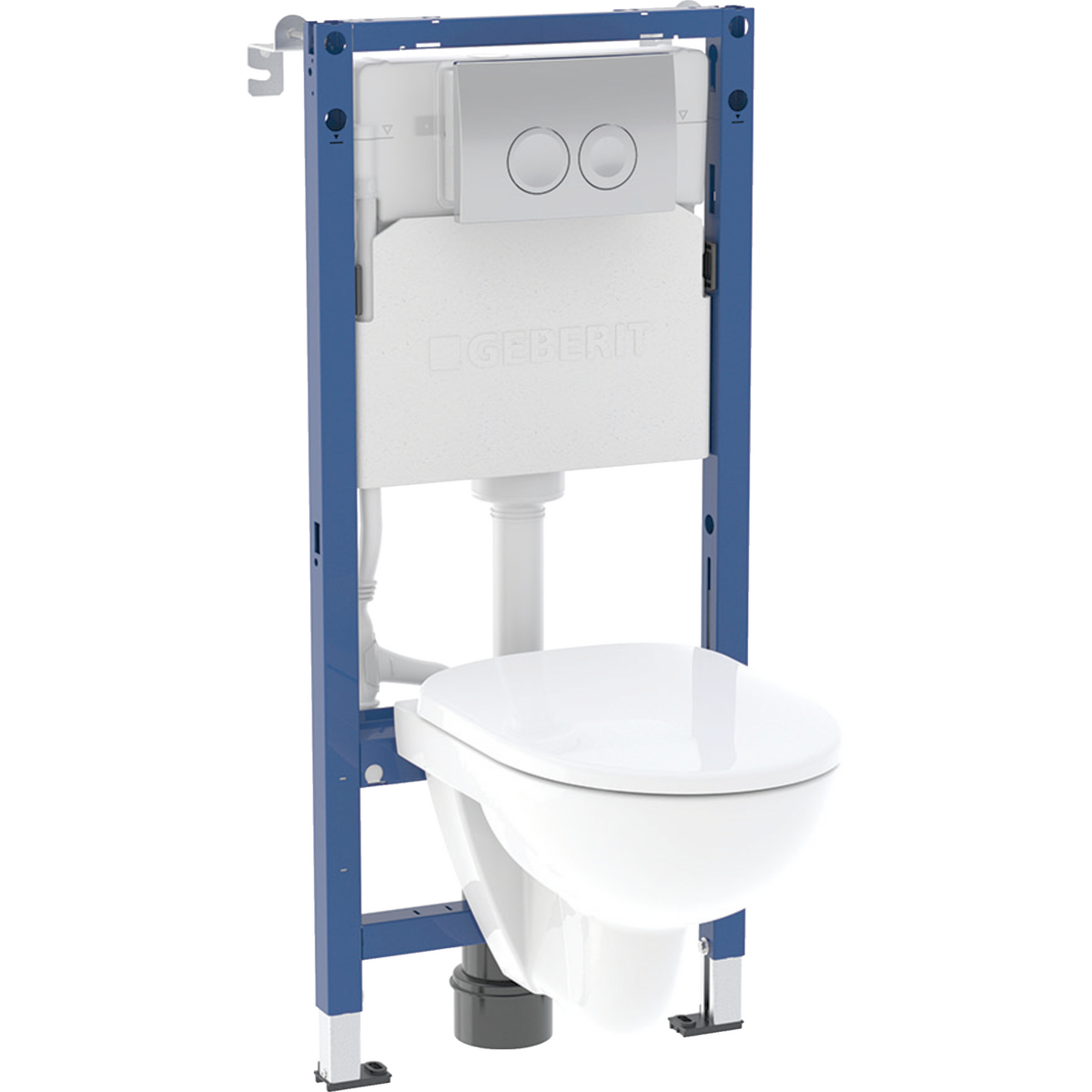 Geberit set of element for wall-hung WC, 112 cm, with Delta concealed cistern 12 cm, Delta25 actuator plate, square, Selnova Square wall-hung WC, square, Rimfree