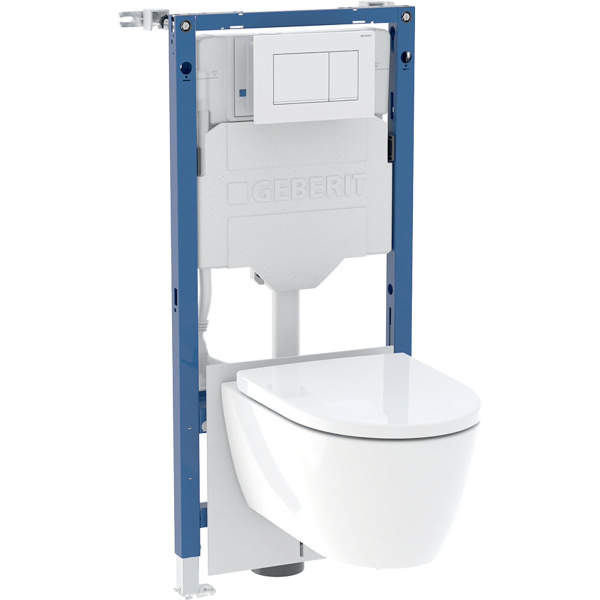 Geberit Duofix set of element for wall-hung WC, 112 cm, with Sigma concealed cistern 12 cm, Sigma20 actuator plate, round, Renova Compact wall-hung WC