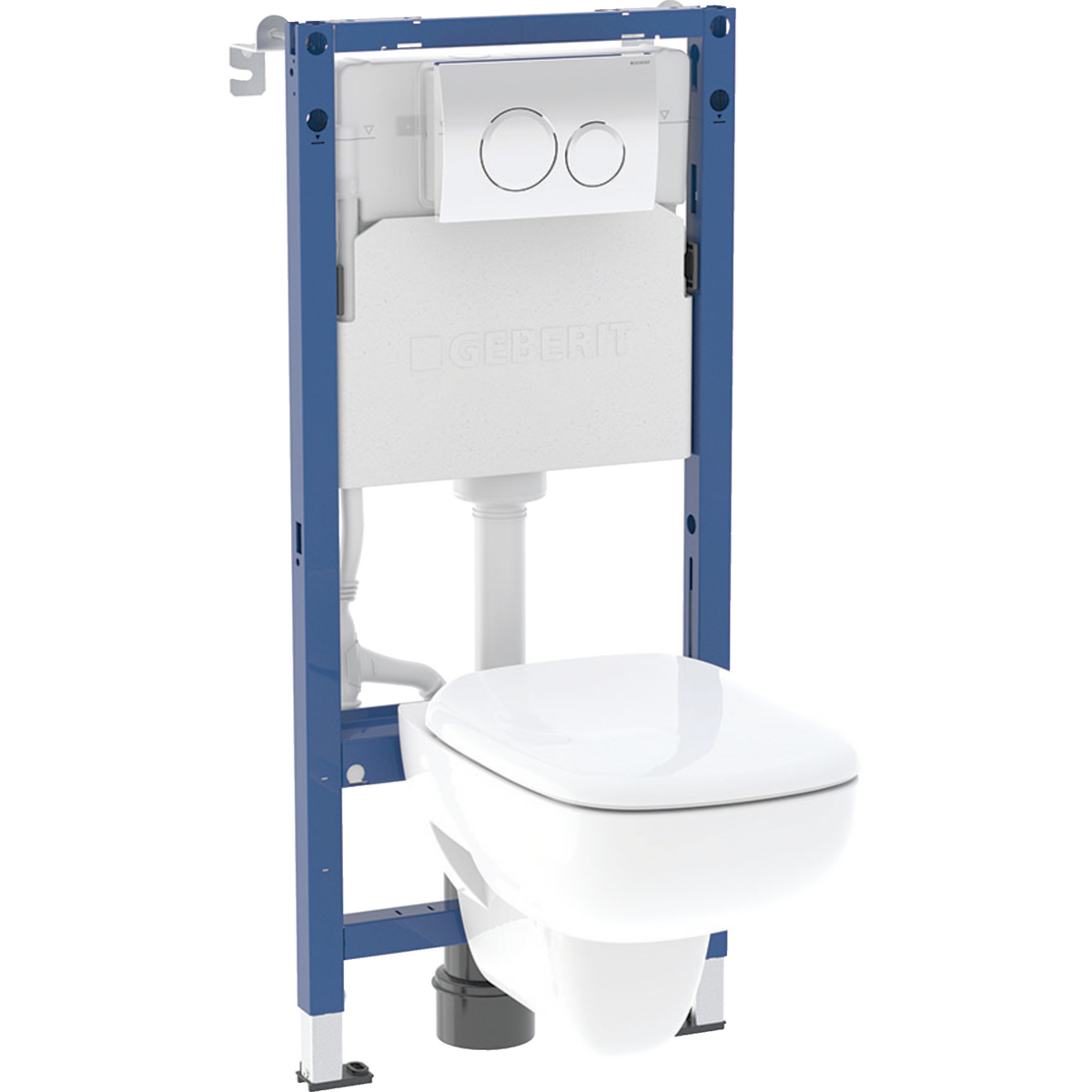 Geberit Duofix PRO 20 set of element for wall-hung WC, 112 cm, with Delta concealed cistern 12 cm, Delta01 actuator plate, and Idol wall-hung WC