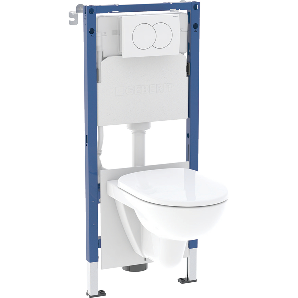 Geberit set of element for wall-hung WC, 112 cm, with Delta concealed cistern 12 cm, Delta20 actuator plate, round, Light Square WC, square, Rimfree