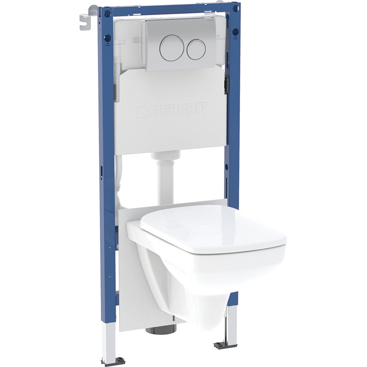 Geberit Duofix set of element for wall-hung WC, 112 cm, with Delta concealed cistern 12 cm, Delta25 actuator plate, round, Selnova wall-hung WC