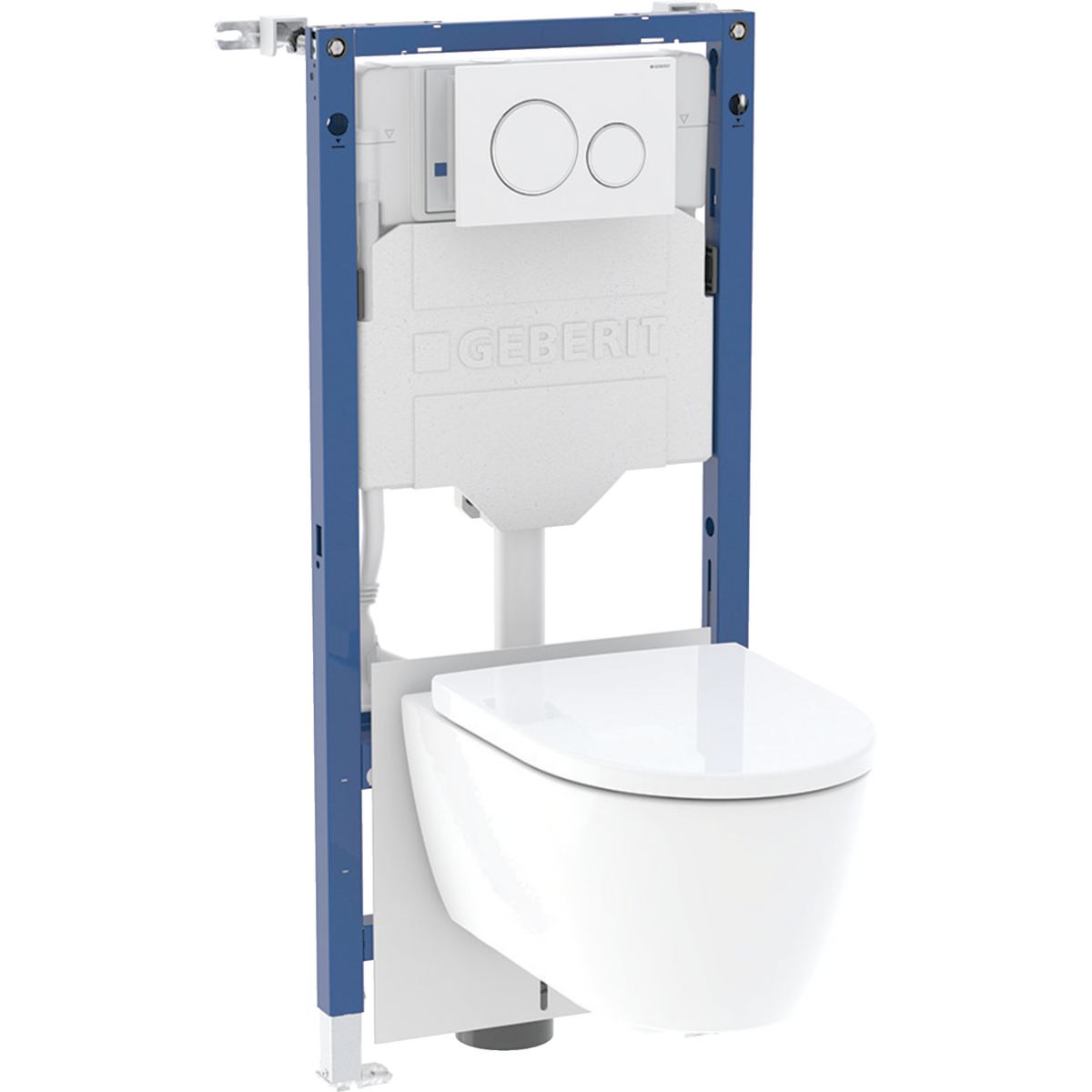 Geberit Duofix set of element for wall-hung WC, 112 cm, with Sigma concealed cistern 12 cm, Sigma20 actuator plate, round, Renova wall-hung WC, shrouded