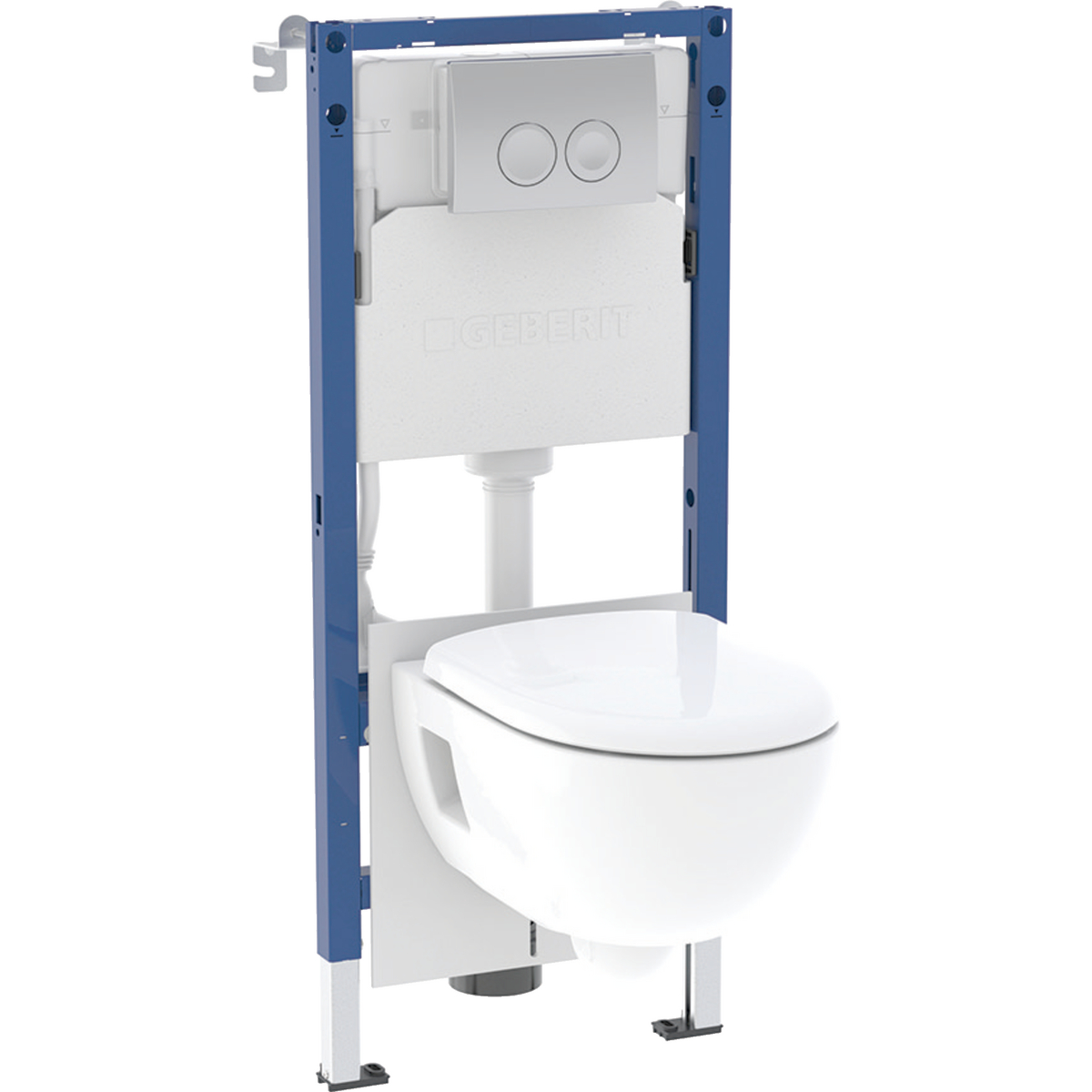 Geberit Duofix set of element for wall-hung WC, 112 cm, with Delta concealed cistern 12 cm, Delta20 actuator plate, round, Selnova wall-hung WC, Rimfree
