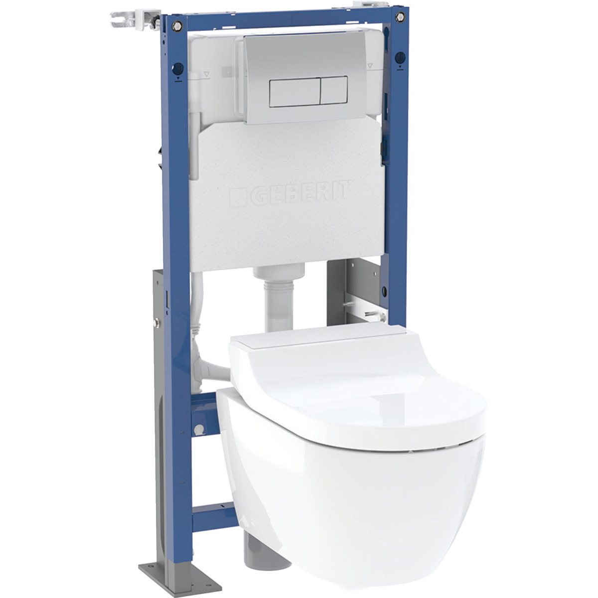 Geberit Aqua Clean Tuma Classic set of WC complete solution with Geberit Duofix element and Delta50 actuator plate, square: WC ceramic appliance: white / KeraTect, Design cover: white