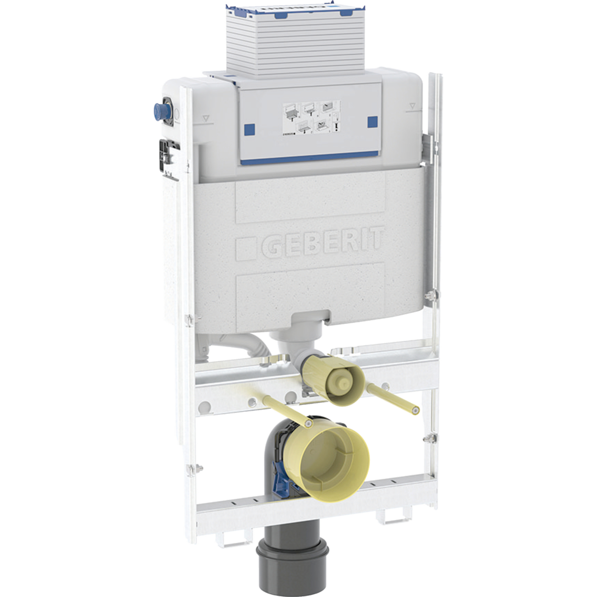 Geberit Duofix set of elements for wall-hung WC, 112 cm, with Sigma concealed cistern 12 cm, Sigma01 actuator plate, round, Renova wall-hung WC, TurboFlush