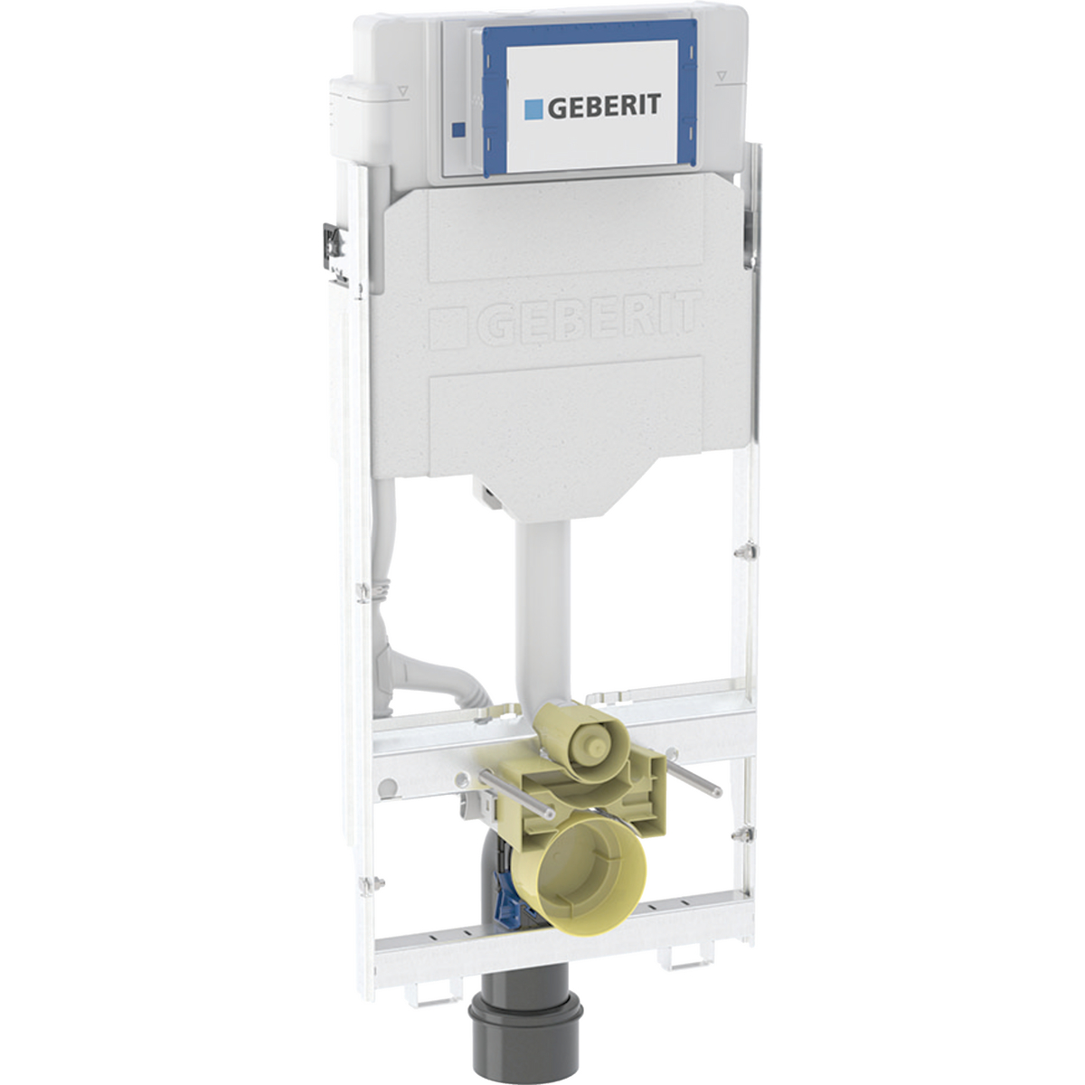 Geberit Duofix element for wall-hung WC, 82 cm, with Alpha concealed cistern 12 cm, 5.8 / 3 litres, Alpha01 actuator plate, round