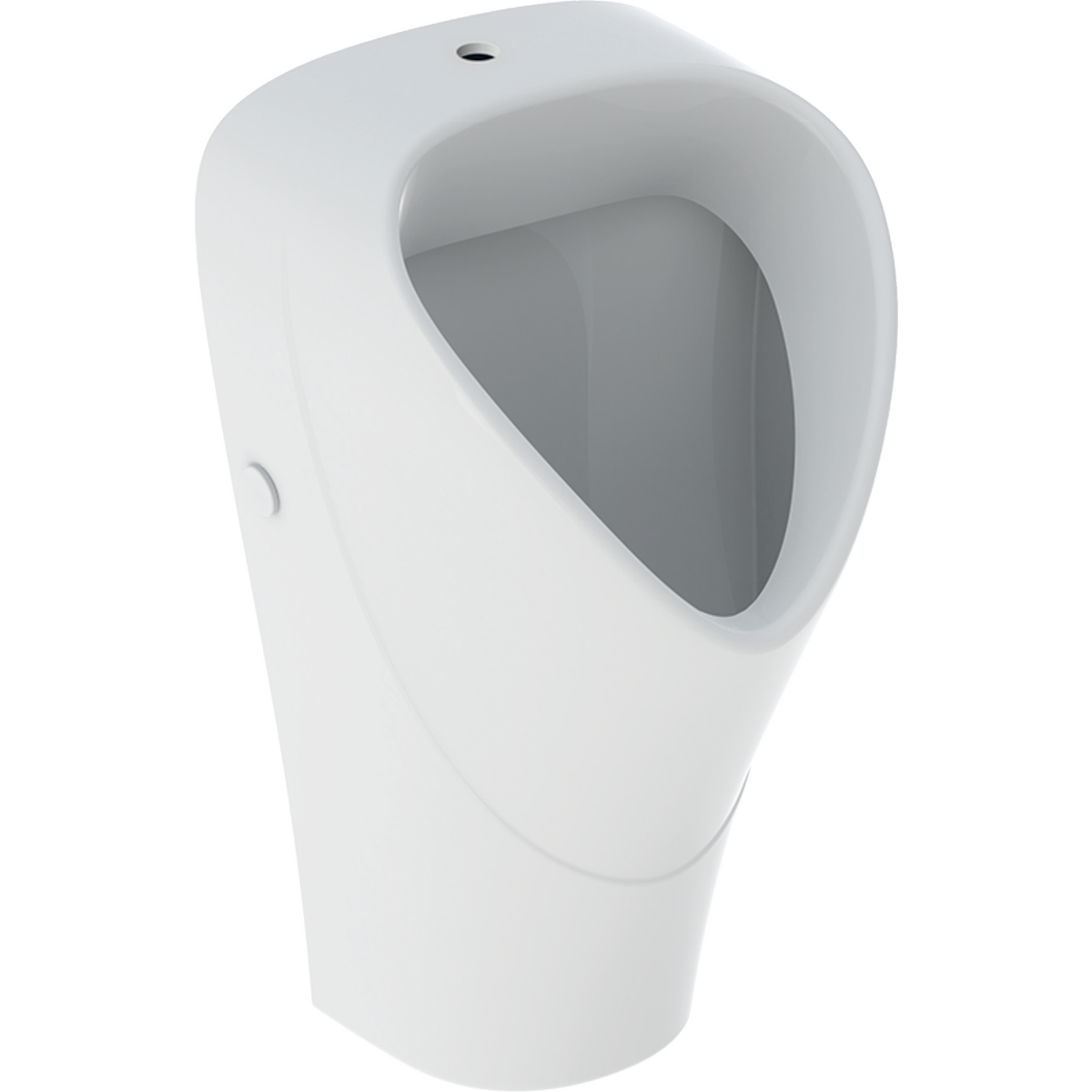 Geberit Renova urinal, trigonal, inlet from the top, outlet to the rear or downwards: T=30cm, Outlet=to the rear, Inlet=top, White / KeraTect