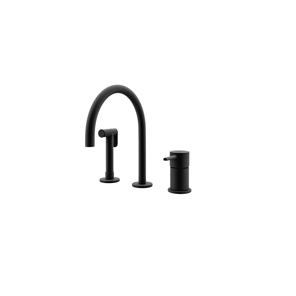 394102NM NEGRO MATE FREGADERO REPISA CON DUCHITA 8L ODISEA CAÑO 220mm