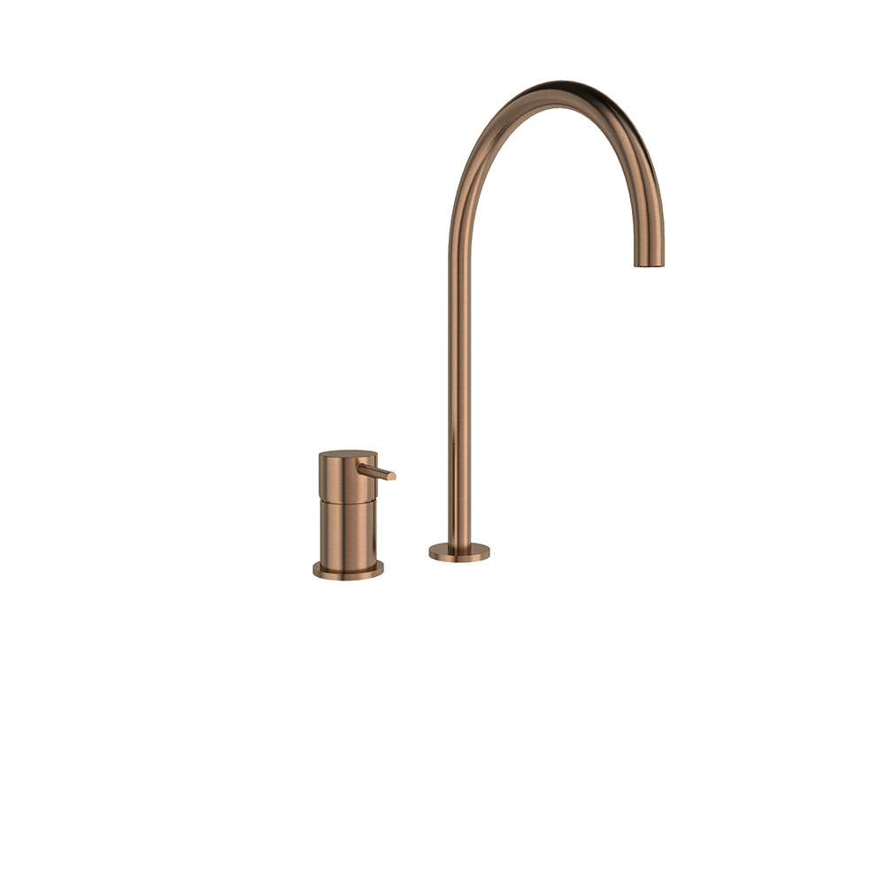 394003CUC COBRE CEPILLADO FREGADERO REPISA SIN DUCHITA 8L ODISEA  CAÑO ALTO 220mm