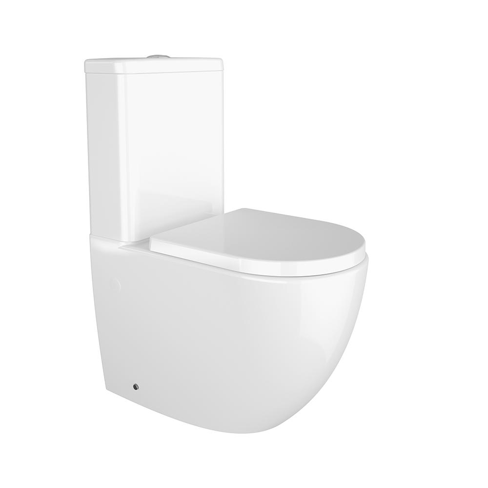 CONJUNTO INODORO BLANCO COMPLETO RIMLESS ADOSADO PARED S/D DORIA CON: