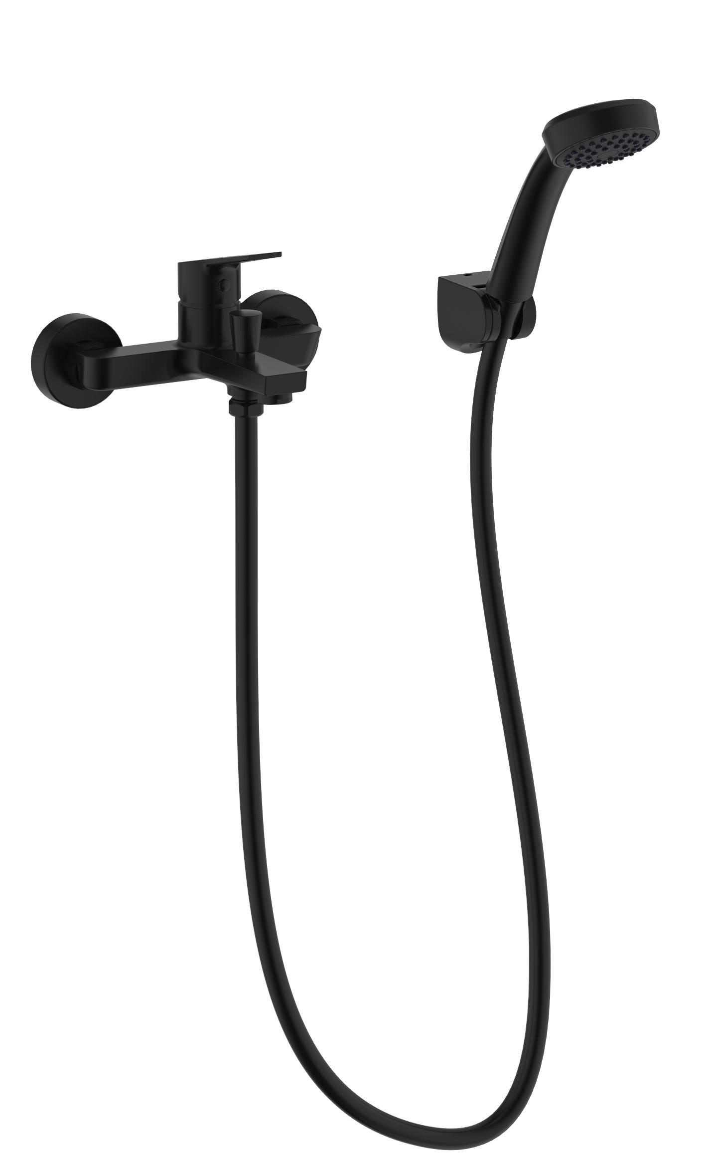 Bath-shower wall mounted mixer with accessories (handshower 1F – 8l/min, shower hose PVC 1700mm, shower holder