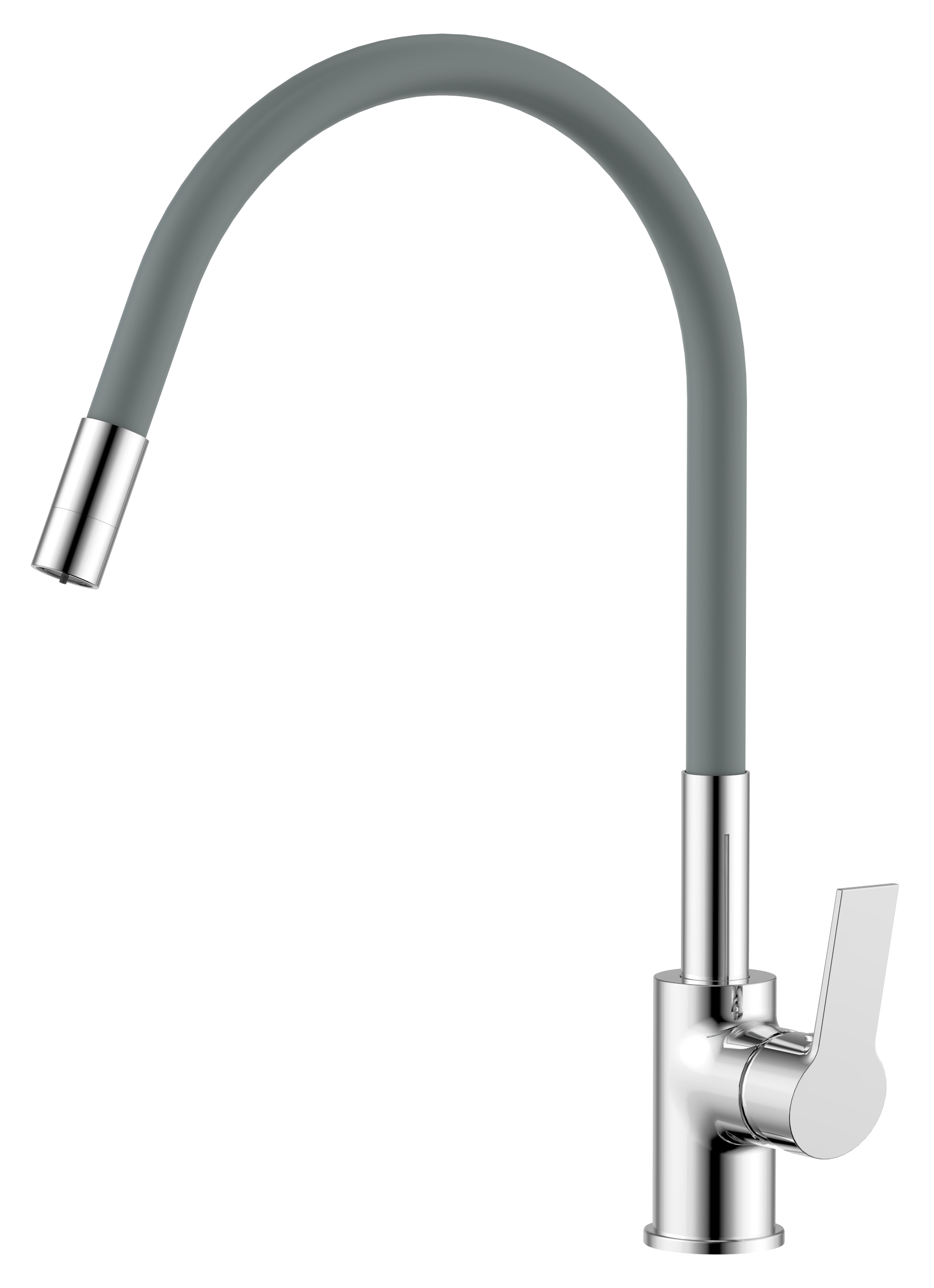 Kitchen mixer with silicon flexi spout & 2 function aerator, body chrome, grey spout