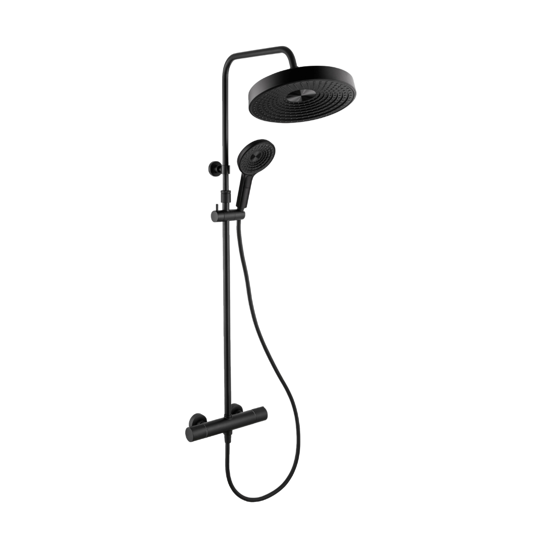 Lumio Thermostatic Shower Column Black
