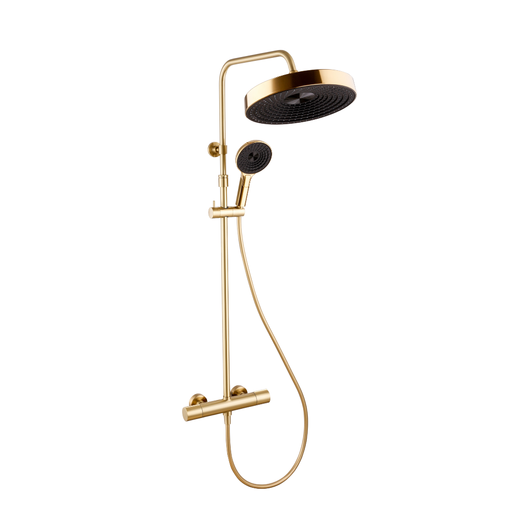 Lumio Thermostatic Shower Column Brushed Gold