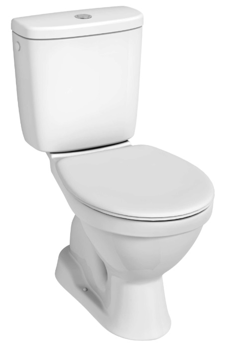 EUROLINE-N demouted WC combi floorstanding pan and cistern, vertical outlet 140 mm, side water inlet ³⁄₈”, including flushing mechanism, carton box and JIKA logo; included seat and cover