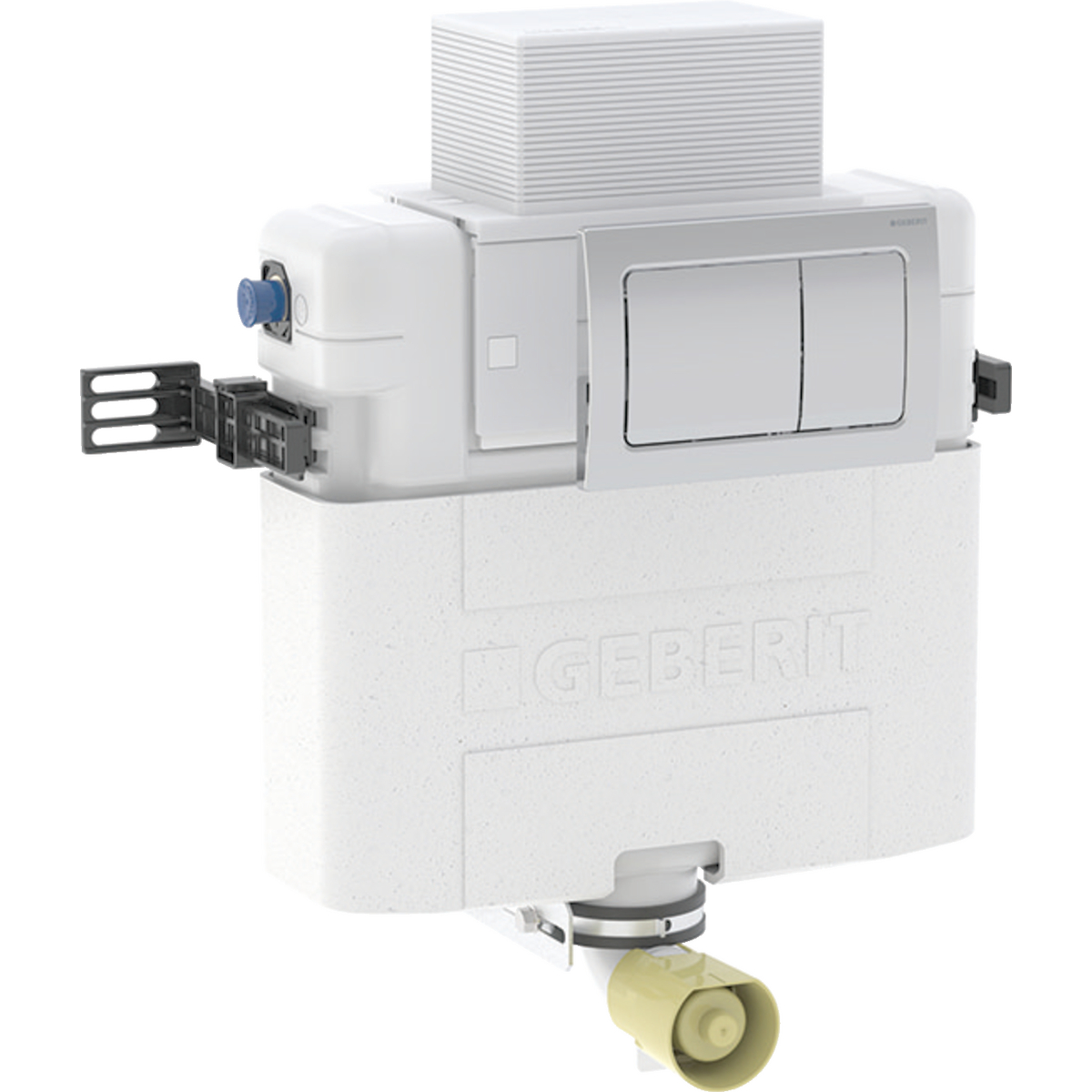 Geberit Alpha concealed cistern 12 cm, 5.8 / 3 litres, installation height 82 cm, with Alpha01 actuator plate, square: chrome / glossy