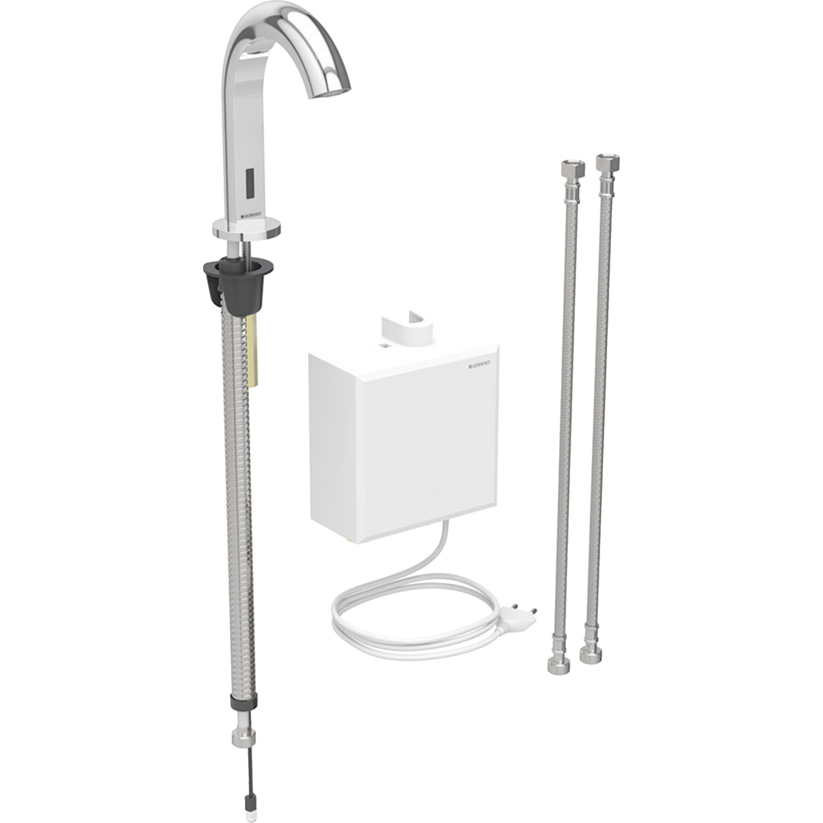 Geberit Piave washbasin tap, deck-mounted, mains operation, with exposed function box: chrome / glossy, Mixer=with mixer