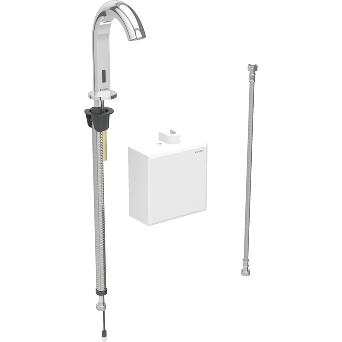 Geberit Piave washbasin tap, deck-mounted, battery operation, with exposed function box: chrome / glossy, Mixer=without mixer