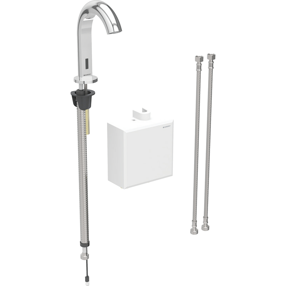 Geberit Piave washbasin tap, deck-mounted, battery operation, with exposed function box: chrome / glossy, Mixer=with mixer